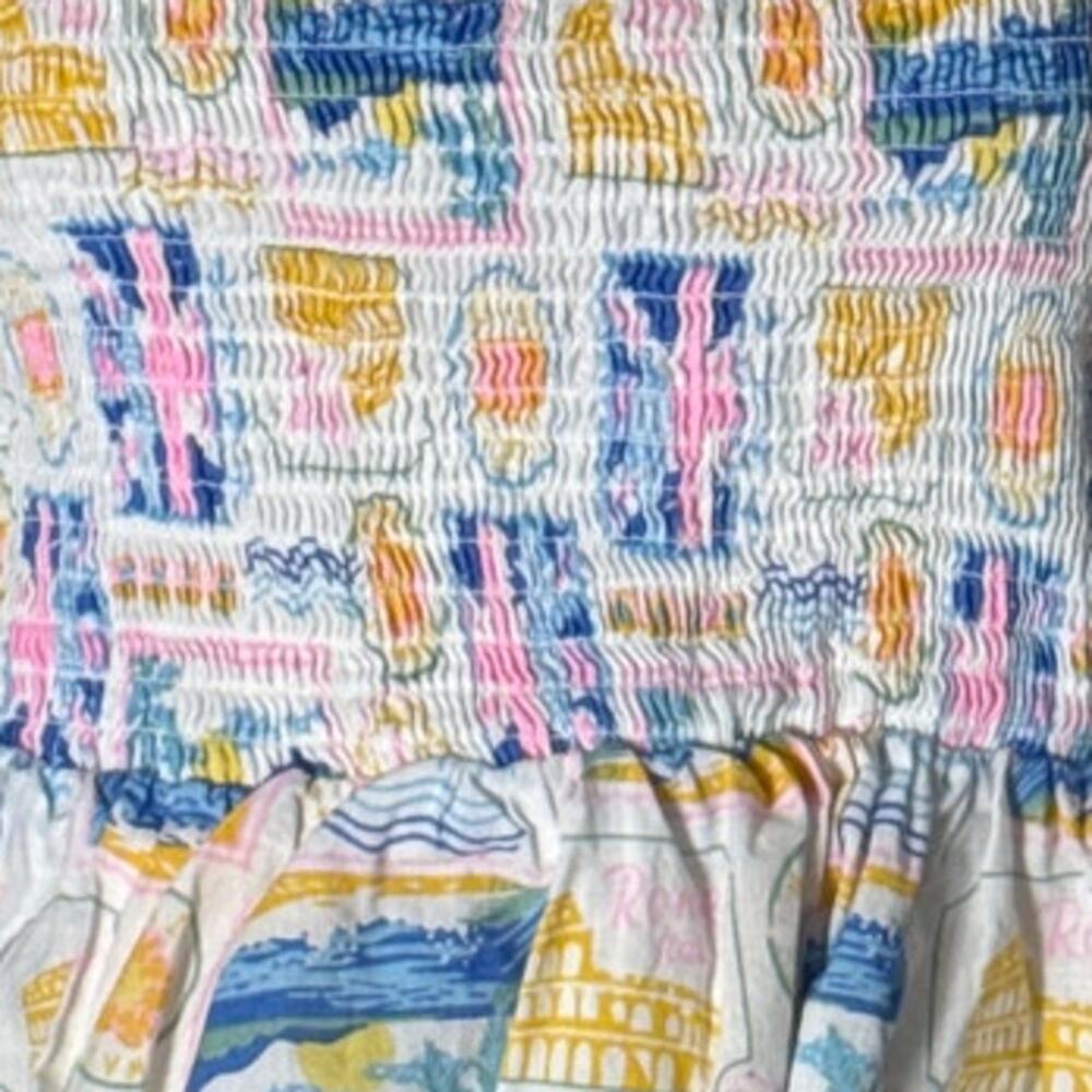 Haute Hippie Womens Smocked Top and Ruffle Skirt Vacation Tropical‎ Set Size L - Picture 7 of 9